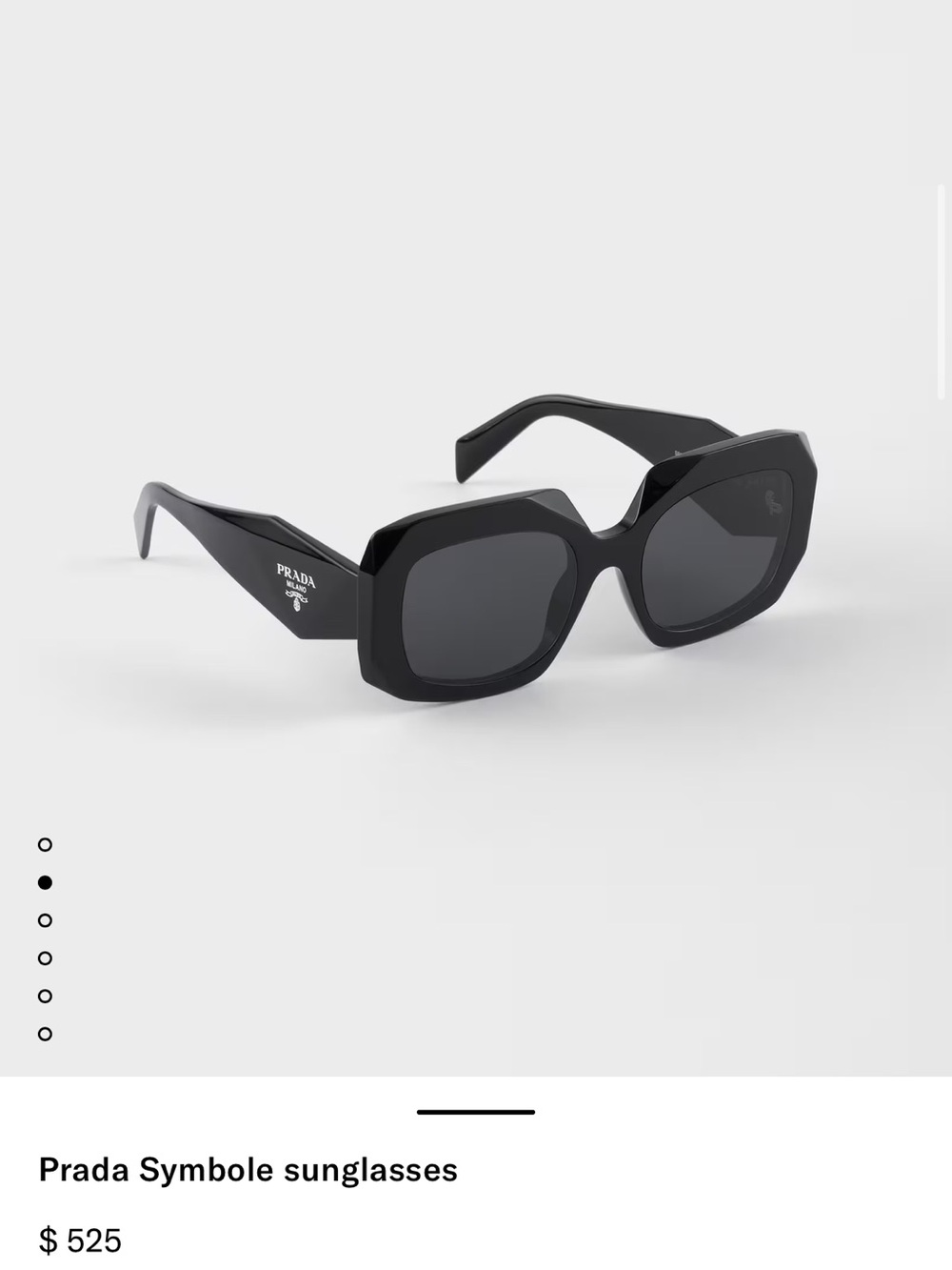 Prada Women’s Black Oversized Square Frame Sunglasses with Dark Lenses - Picture 5 of 5